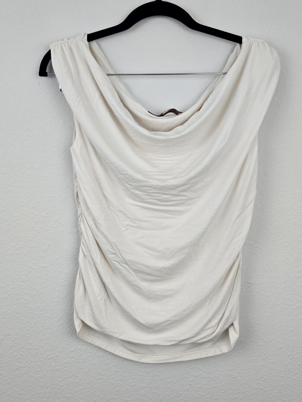 LOFT Cream Drape Neck Sleeveless Top
